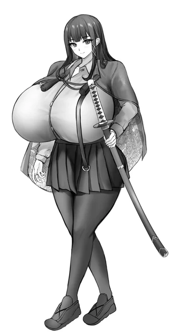 むっちゃどデカい和風お姉さんを描いています 