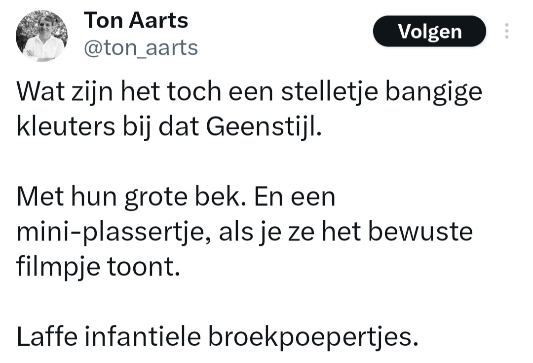 BertvanVondel's tweet image. Wat hebben die #linkse gasten zoals @ton_aarts rare fantasieën. #broekpoepen