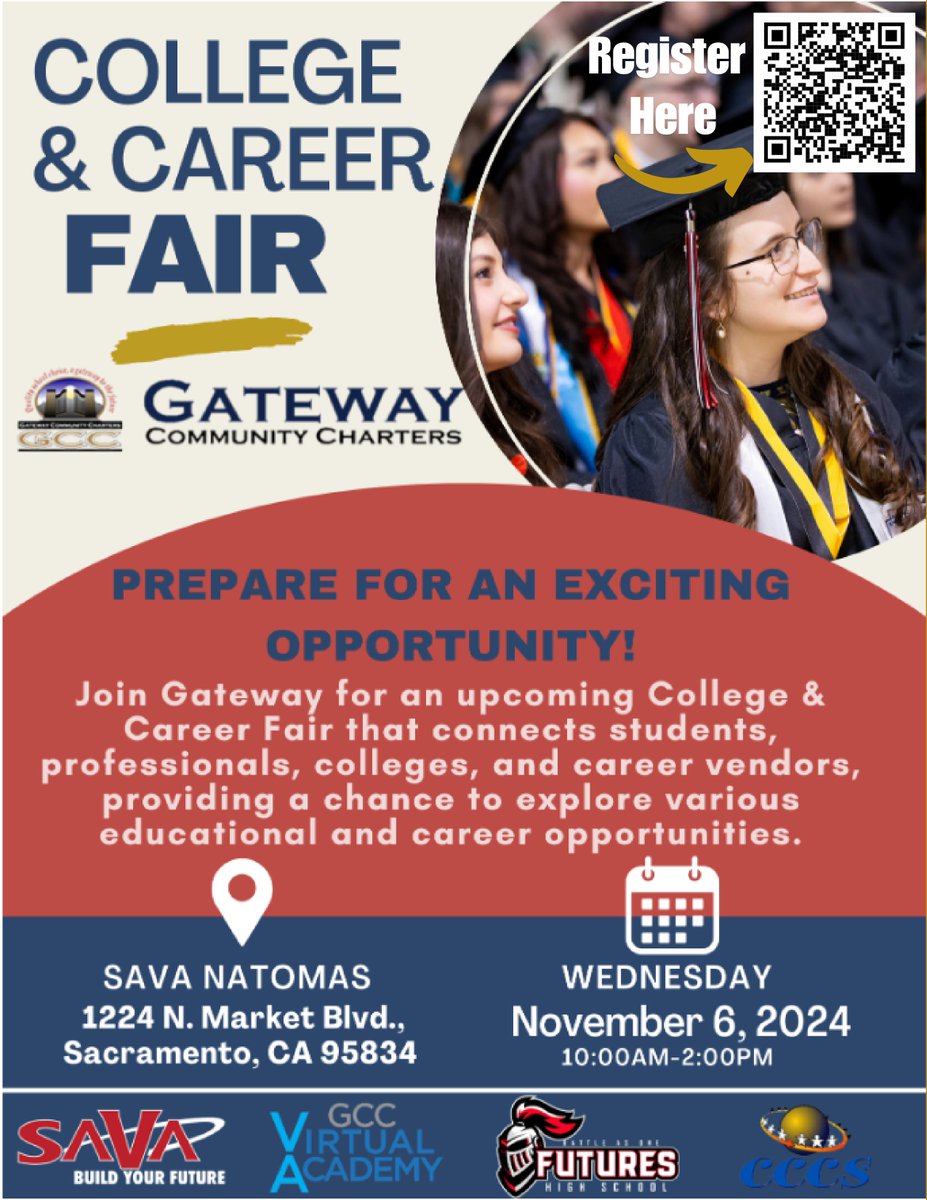 SAVA_Charter's tweet image. GCC&apos;s College and Career Fair is one week away! Don&apos;t forget to register. See you there! #gcccharters #gccteammup #collegeandcareerfair @GCC_Charters