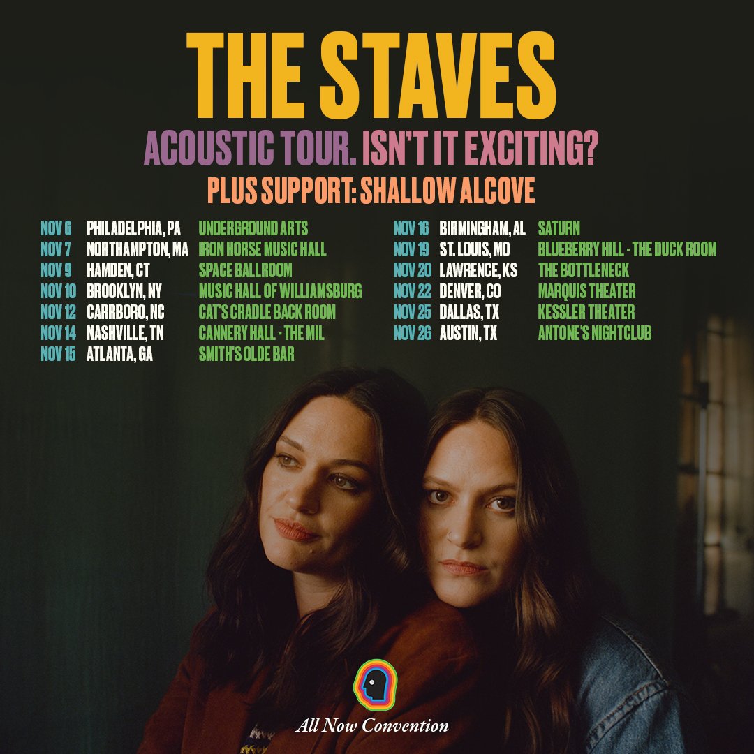 The Staves (@thestaves) on Twitter photo Delighted to announce that <a href="/ShallowAlcove/">Shallow Alcove</a> will be joining us on our acoustic US tour starting NEXT WEEK!!! Be sure to get down early to catch their set š„°
We canāt wait to see you out there!
Tickets available from:
thestaves.com/tour Delighted to announce that <a href="/ShallowAlcove/">Shallow Alcove</a> will be joining us on our acoustic US tour starting NEXT WEEK!!! Be sure to get down early to catch their set š„°
We canāt wait to see you out there!
Tickets available from:
thestaves.com/tour