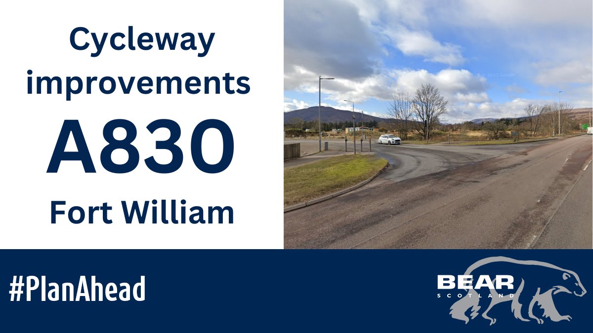 NWTrunkRoads's tweet photo. Cycleway improvements on the #A830 Fort William are due to start on Monday 4 November for 12 weeks. 

🚧 24-hour lane closures with temporary traffic lights will be in place for the duration of the work. 

Full details: https://t.co/qmgOnkS6OA

#PlanAhead

@trafficscotland https://t.co/uFFnhNBESV