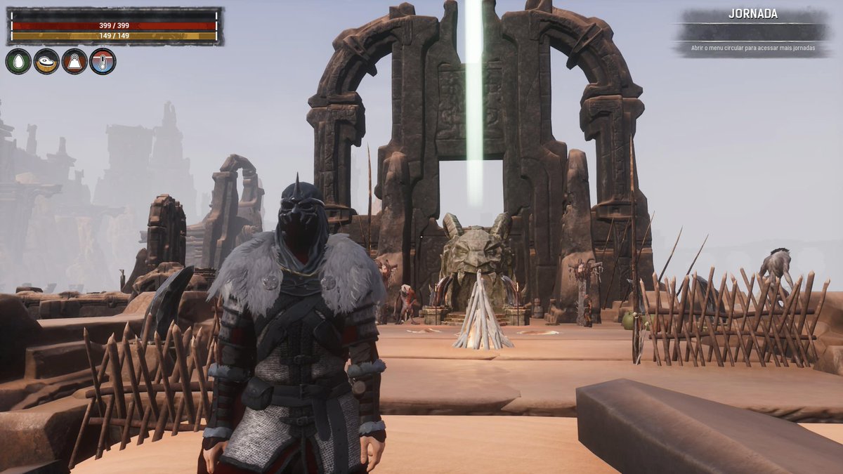 PaolloPiettro's tweet photo. "Bear, Bear, stop right there. There's a monster up ahead!" 

Be aware friends, if you hear strange noises at night coming from the darkness, the Jhebbal sacred event is back! And with it, the Werehyenas and their ambushes! 

#ConanExiles
#Fucom https://t.co/basmfiLaoK