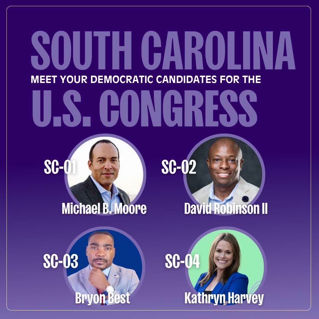 scdp's tweet image. Meet the incredible Democratic candidates running for U.S. Congress! 💙 They’re ready to fight for South Carolina’s future – from expanding healthcare to boosting our economy. Vote blue up and down the ballot this election! 🗳️ #SCVotes #VoteBlue #FlipSC