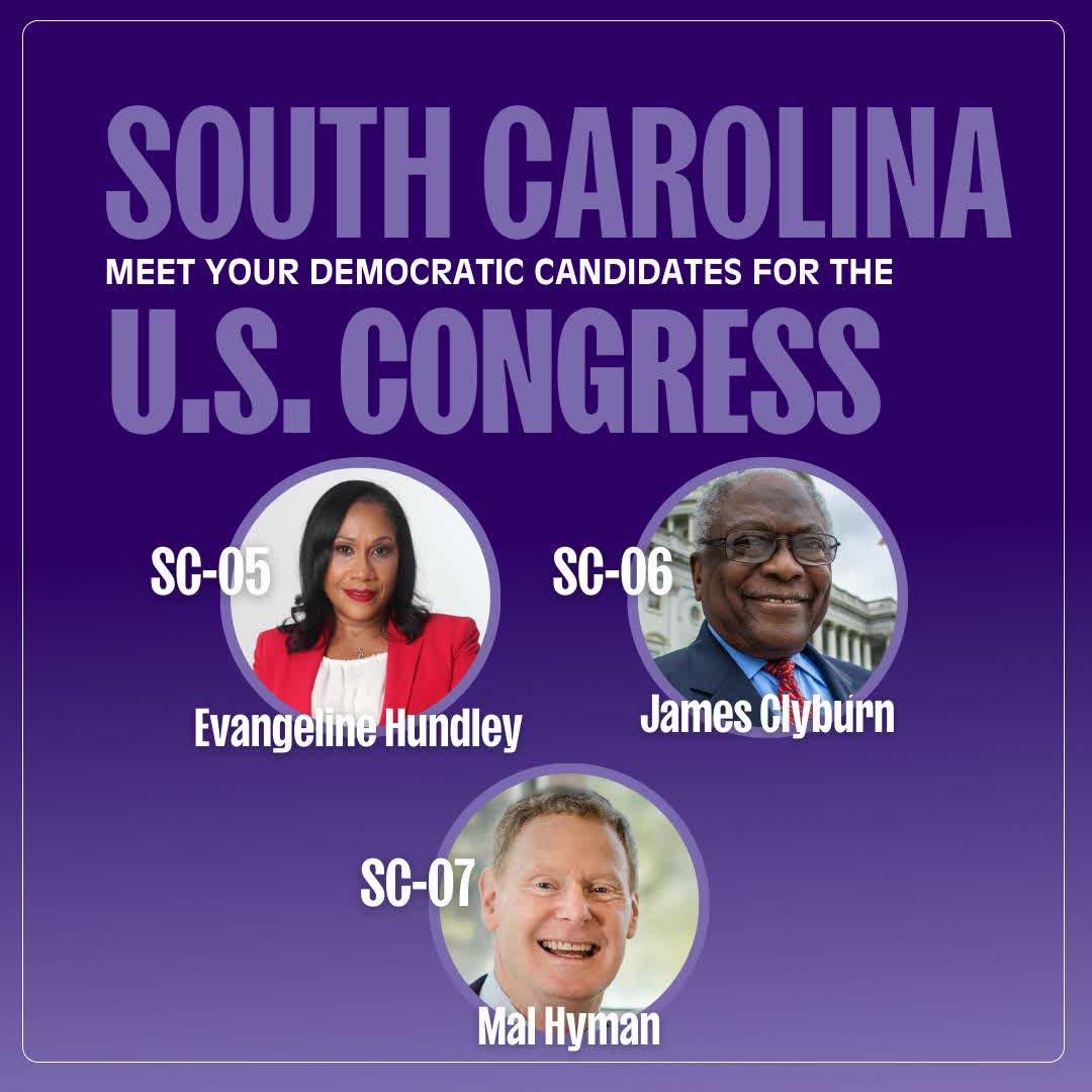 scdp's tweet image. Meet the incredible Democratic candidates running for U.S. Congress! 💙 They’re ready to fight for South Carolina’s future – from expanding healthcare to boosting our economy. Vote blue up and down the ballot this election! 🗳️ #SCVotes #VoteBlue #FlipSC