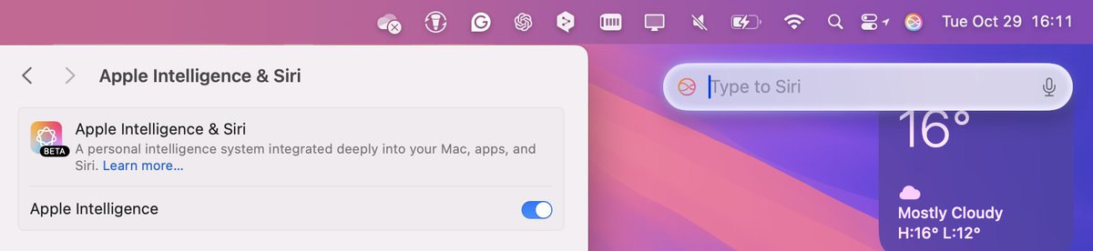 vale20000_'s tweet photo. @iMatteo_Pau Appena arrivata la notifica di disponibilità di Apple Intelligence su Mac! https://t.co/y7ifyxuOhX