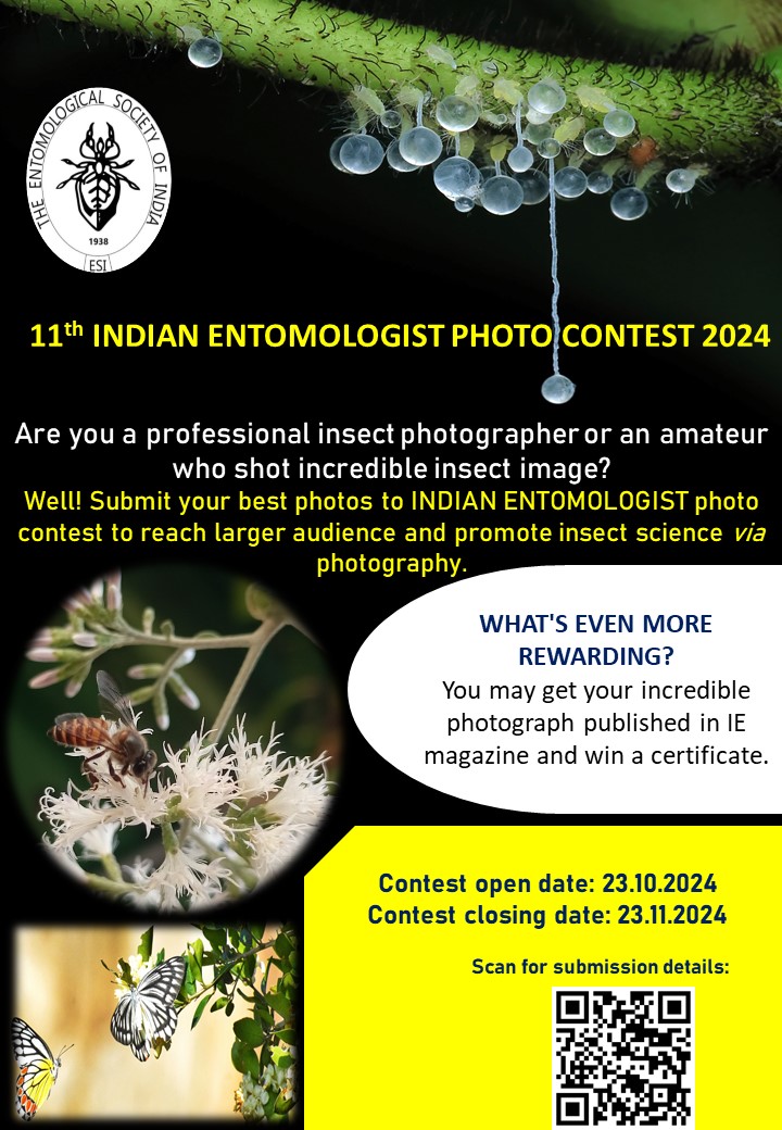 Dr. Rahul K. (@profrahulk) on Twitter photo Call for the "11th INDIAN ENTOMOLOGIST PHOTO CONTEST" is open now!
DEADLINE 23rd Nov, 2024
For more details visit:
indianentomologist.org/ie-photo-conte…
<a href="/Indianentos/">Indian Entomologist</a> <a href="/EntoIndia/">Entomological Society of India- IJE</a> <a href="/NCBS_Bangalore/">National Centre for Biological Sciences</a> <a href="/india_evolution/">EvolutionIndia</a> <a href="/magadhuniversi1/">Magadh University, Bodh Gaya (Official)</a> <a href="/ShashankPathour/">Shashank Pathour</a>
#icar #entomology #insects #photographychallenge Call for the "11th INDIAN ENTOMOLOGIST PHOTO CONTEST" is open now!
DEADLINE 23rd Nov, 2024
For more details visit:
indianentomologist.org/ie-photo-conte…
<a href="/Indianentos/">Indian Entomologist</a> <a href="/EntoIndia/">Entomological Society of India- IJE</a> <a href="/NCBS_Bangalore/">National Centre for Biological Sciences</a> <a href="/india_evolution/">EvolutionIndia</a> <a href="/magadhuniversi1/">Magadh University, Bodh Gaya (Official)</a> <a href="/ShashankPathour/">Shashank Pathour</a>
#icar #entomology #insects #photographychallenge