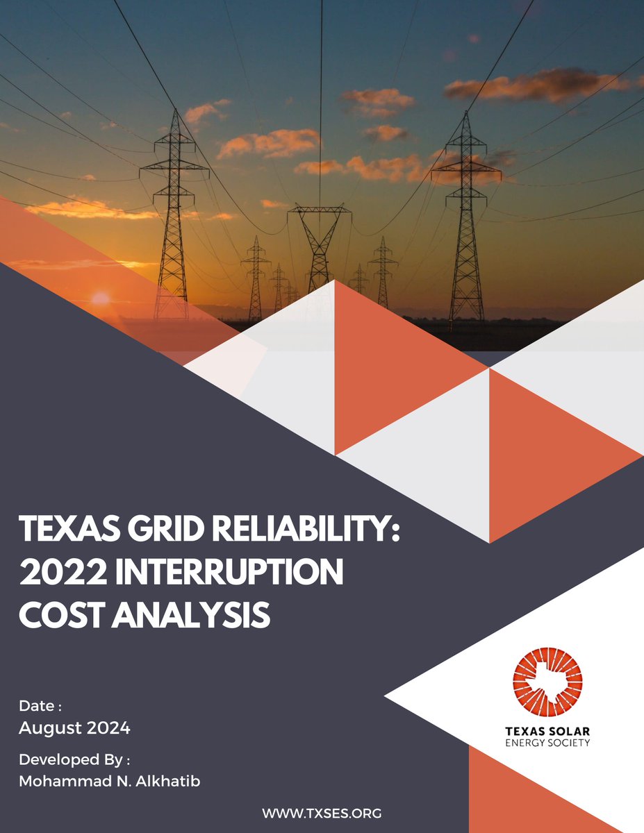 TXSES's tweet image. Read TXSES’ new grid reliability report at txses.org/new-txses-repo… now! ⚡The report, led by our research department, analyzes economic impacts of grid service interruptions caused by extreme weather events in Texas.

#gridreliability #txses #sustainability #texasgrid #economics