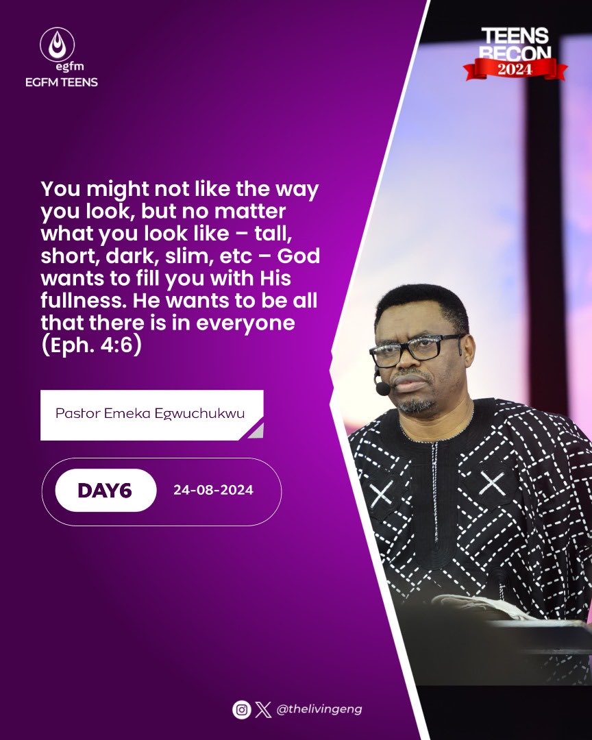 thelivingeng's tweet photo. Below are some excerpts from Pastor Emeka Egwuchukwu’s ministration of God's Word at #TEENSBECON24 Day 6.
#PstEmeka #teensbecon24 #egfmteens #egfm https://t.co/nJABDLDlg1