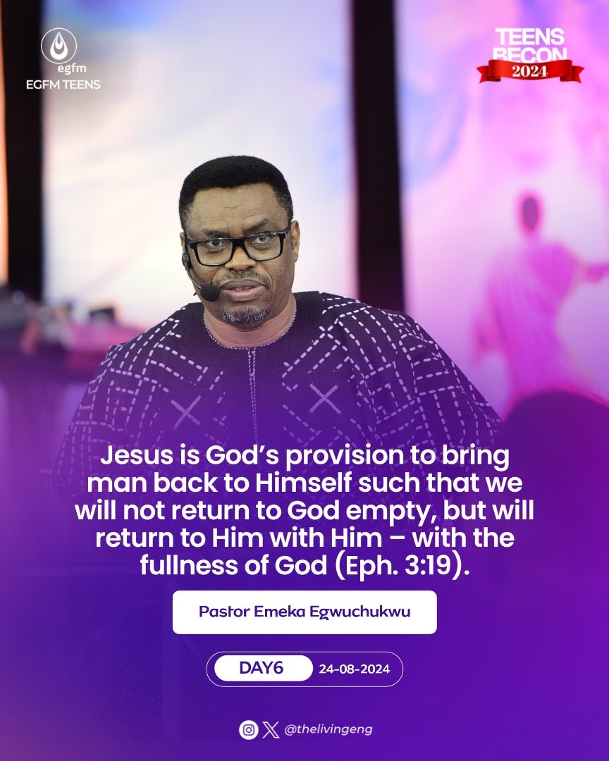 thelivingeng's tweet photo. Below are some excerpts from Pastor Emeka Egwuchukwu’s ministration of God's Word at #TEENSBECON24 Day 6.
#PstEmeka #teensbecon24 #egfmteens #egfm https://t.co/nJABDLDlg1