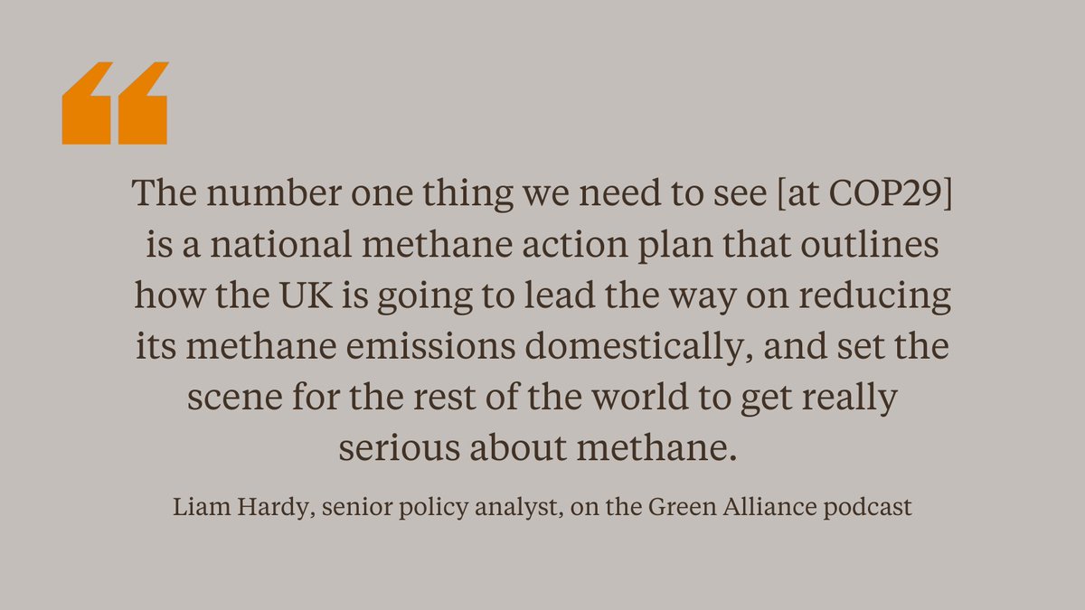 This week on the #GreenAlliancePodcast, Jenniffer Pedraza, research associate at <a href="/SEIresearch/">SEI Research</a>, and <a href="/liamkhardy/">Liam Hardy</a>, senior policy analyst, talk to policy adviser <a href="/_Rosie_Allen_/">Rosie</a> about why methane matters, and why we need govt action on it at <a href="/COP29_AZ/">COP29 Azerbaijan</a>.

Listen: green-alliance.org.uk/podcast/countd…