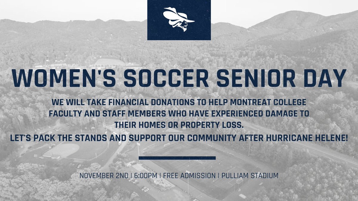 CavsWsoccer's tweet photo. ‼️SENIOR DAY &amp; HURRICANE RECOVERY‼️

Our season was cut short due to Hurricane Helene but we are excited to celebrate our seniors and raise funds for our faculty and staff this Saturday! 

Let’s pack the stands and support our community after Hurricane Helene! #CavsWSoccer https://t.co/sWB0HQXwWY