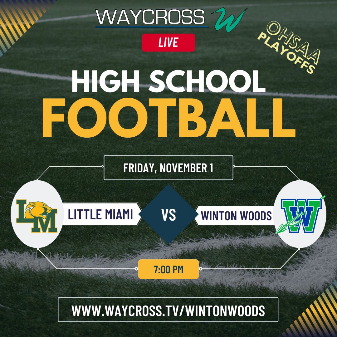 It's tournament time for Friday Night Football! Waycross will have the Little Miami at Winton Woods game LIVE at waycross.tv/wintonwoods 

<a href="/Winton_WoodsFB/">Winton Woods HS Football</a> <a href="/wwcsdistrict/">Winton Woods CSD</a> <a href="/WWHSTRIBE/">WintonWoodsTribe💙💚</a> <a href="/WWHSbroadcast/">Warrior Broadcast</a> <a href="/LittleMiamiFB/">Little Miami Football</a> <a href="/LM_Athletics/">Little Miami Athletics</a> <a href="/LM_Schools/">Little Miami Schools</a> #fridaynightlights