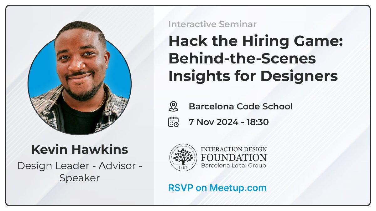 Join us for an exclusive seminar with UX leader Kevin Hawkins!

✨ Portfolio strategies 
💼 Employer insights 
🎭 Hands-on interview role-play

Perfect for job seekers and seasoned designers alike! Limited spots available—reserve now! 

👉bit.ly/3YsCQ8y

#UX #UXMeetup