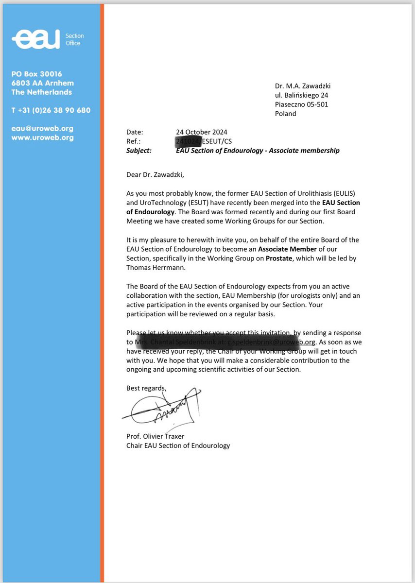 Marek Zawadzki (@mzawadzk1) on Twitter photo Honour to join as Associate Member #ESEUT #EAU Section of <a href="/endourology/">endourology</a> organized by <a href="/OTRAXER/">Olivier Traxer</a> in section of <a href="/prostate/">prostate</a> led by <a href="/trwherrmann/">Thomas RW Herrmann</a>.
Huge opportunity for collaboration in scientific programs. <a href="/fgomsan/">Fernando GomezSancha</a> <a href="/drtevaho/">Tev Aho</a> <a href="/scoffonecesare/">scoffone cesare</a> <a href="/CashHannes/">Hannes Cash</a> <a href="/FCAFigueiredo/">Felipe Figueiredo HoLEP 🇧🇷</a> <a href="/ZoltanKissDr/">Zoltán Kiss</a> Honour to join as Associate Member #ESEUT #EAU Section of <a href="/endourology/">endourology</a> organized by <a href="/OTRAXER/">Olivier Traxer</a> in section of <a href="/prostate/">prostate</a> led by <a href="/trwherrmann/">Thomas RW Herrmann</a>.
Huge opportunity for collaboration in scientific programs. <a href="/fgomsan/">Fernando GomezSancha</a> <a href="/drtevaho/">Tev Aho</a> <a href="/scoffonecesare/">scoffone cesare</a> <a href="/CashHannes/">Hannes Cash</a> <a href="/FCAFigueiredo/">Felipe Figueiredo HoLEP 🇧🇷</a> <a href="/ZoltanKissDr/">Zoltán Kiss</a>