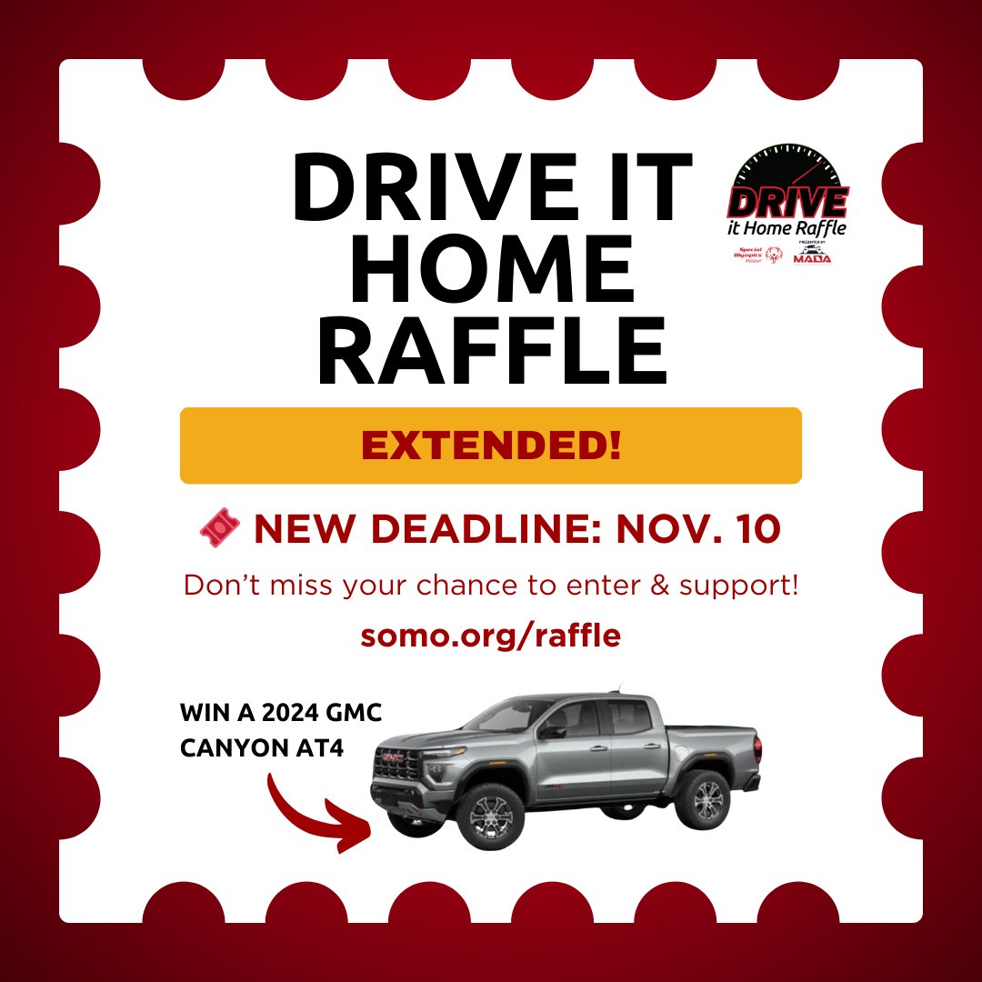 📣 Extended Raffle Alert! 📣
We’re giving you more time to support a great cause! 🎟️ Purchase your tickets before the final drawing on November 10 and help us reach our goal! Every ticket brings us closer to our mission—don’t miss your chance! 🌟 somo.org/raffle/