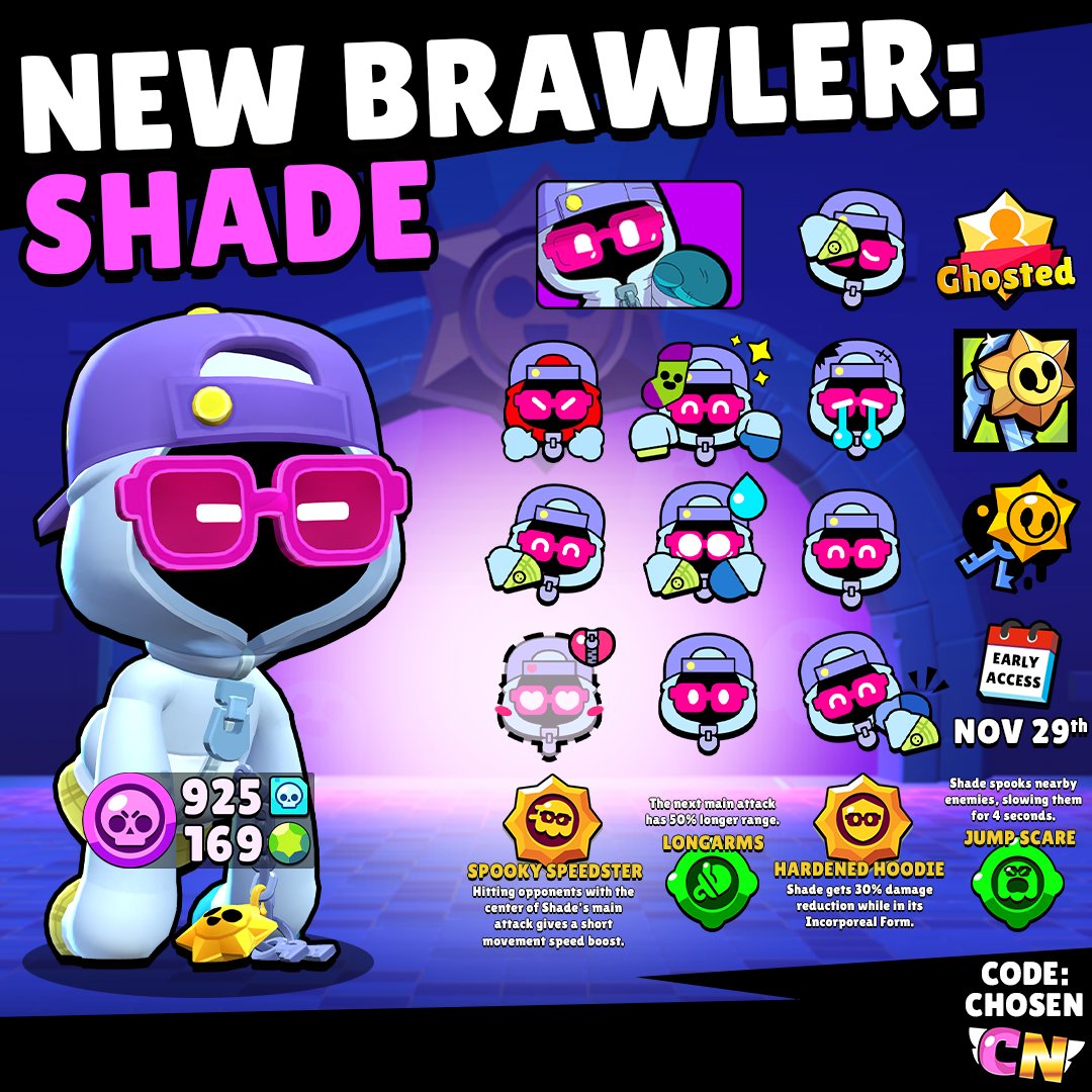 BrawlNetworkX's tweet photo. Everything about the New Epic Brawler: Shade! 👀

He doesn't have any understandable voice lines, what do you think of him? 🤔

#BrawlStars #AngelsVSDemons https://t.co/tTebyldK2B