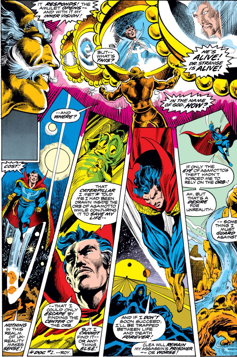 MarvelADay's tweet photo. #MarvelADay #Strange2
Feast your eyes on this page and prepare to bow before Frank Brunner, as he draws Silver Dagger using the Eye to spy on Strange in the Orb. Everything about this is, frankly, jaw dropping. Englehart's script is really good, but Brunner is the star here.
JH https://t.co/VYrvLBJcna