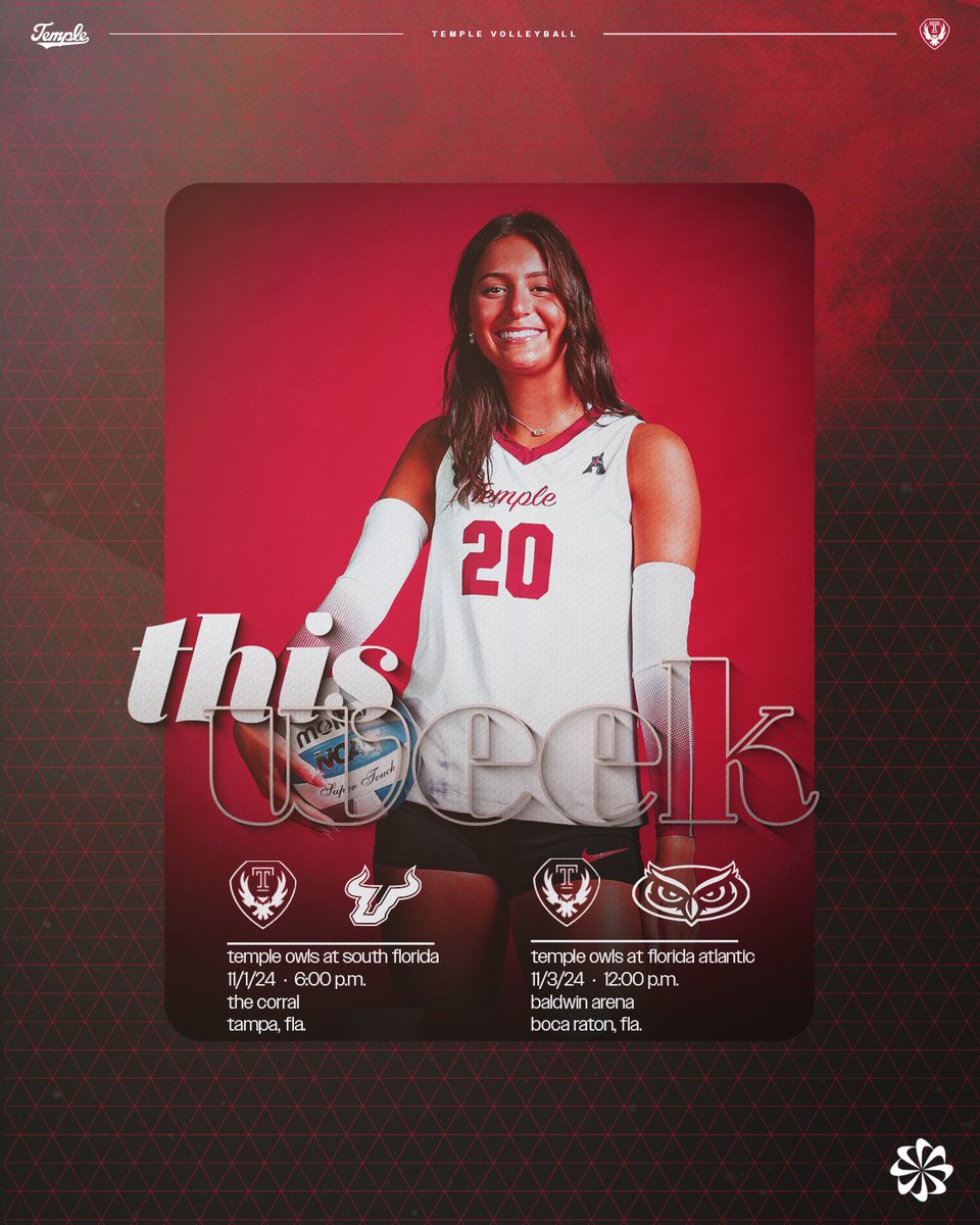 Temple_VB's tweet image. Owls on the road in the ☀️State this weekend!

#CherryOn #TempleVolleyball #Philly #TempleTuff #LetsPacktheMac