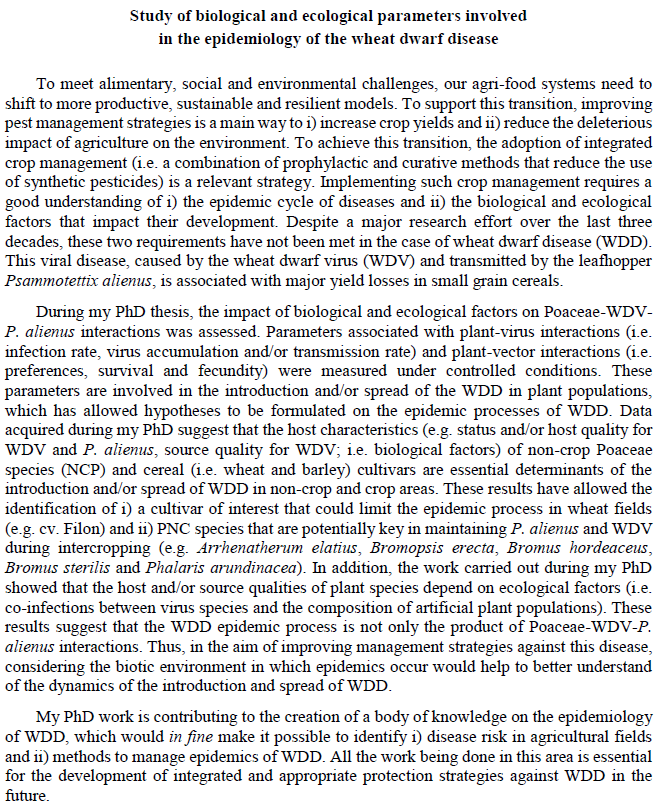 [#phimPhD] 🌾Thomas Armand, PhD in <a href="/PHIM_research/">Plant Health Institute Montpellier</a> soutiendra sa thèse sur l'étude de paramètres biologiques et écologiques impliqués dans l’épidémiologie de la maladie des pieds chétifs du #blé
Venez nombreux! 
📅15/11, 9h00
🏫amphithéâtre 208 de l’Institut Agro de Montpellier