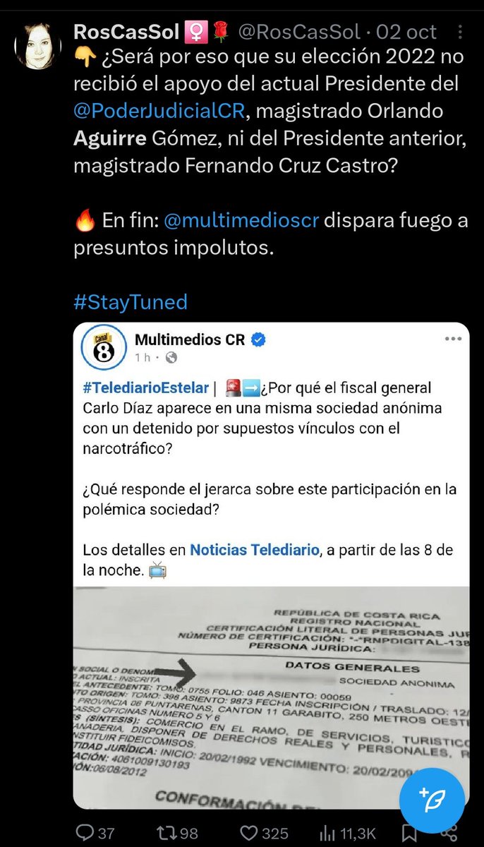 RosCasSol's tweet photo. 👇 @DiputadoPacheco: quien le habla fue la primera persona en señalar que ni el Presidente de la Corte Suprema, don Orlando Aguirre, ni el exPresidente, don Fernando Cruz, habían votado por el vergonzoso Fiscal General actual en ninguna de las tres rondas.

🔍 Y, sin embargo, cuando yo lo señalé (no una sino varias veces) usted no salió a 🐴 relinchar (uso ese verbo en honor a su propuesta de declarar al caballo de paso nuevo símbolo nacional). ¿Por qué?

🔍 ¿Por qué usted calló antes cuando desde la ciudadanía señalamos ese hecho (👇 ver mis tuits de principios de octubre en capturas y enlaces), pero ahora sí rebuzna para agradar a @crhoycom?

https://t.co/qFBf5zFGMf

https://t.co/8sq8yxsnfh

🔍 Y además, ¿qué tiene de "dATo faLsO" emplazar públicamente al Presidente del Poder Judicial (haya votado personalmente él o no por ese jerarca) por mantener a un jerarca tan cuestionado y callar ante tantas y tan graves denuncias, pues su silencio lo hace cómplice?

🔍 ¿En qué momento de la declaración de don @RodrigoChavesR este afirma que don Orlando Aguirre votó por Carlo Díaz?

🔍 En su limitada capacidad, ¿no ve usted que el cuestionamiento es a don Orlando Aguirre como Presidente del Poder Judicial y no a don Orlando Aguirre como un magistrado más de los 22 de Corte Plena?

❌️ Sabemos que en su partido se heredan los puestos (por ejemplo, su curul heredada de su señor padre Ovidio Pacheco), pero sus electores turrialbeños y cartagineses no merecen una curul tan desteñida y penosa como la suya.

📣 Ojalá don @LeslyeBojorges no se rodee de elementos tan maleables y tan fácilmente desmentibles como usted para la campaña 2026.