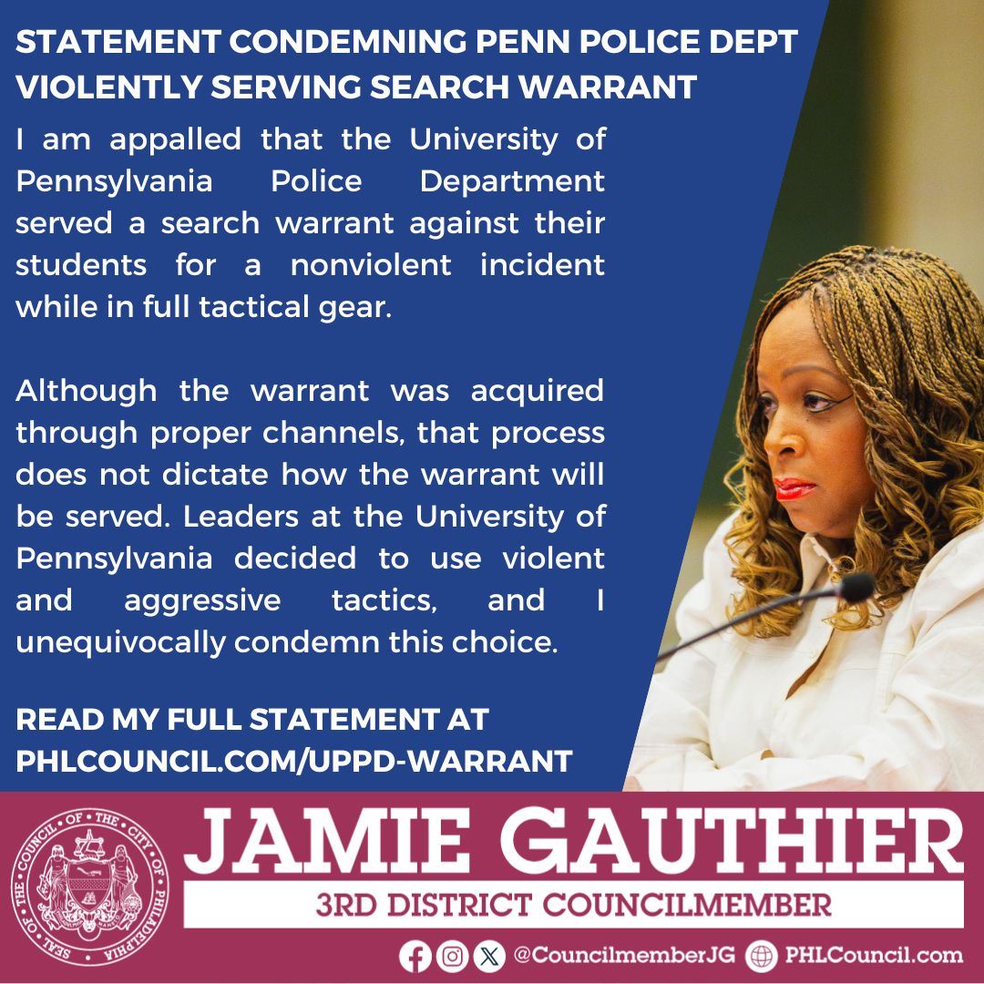 On October 18th, several University of Pennsylvania police officers dressed in SWAT gear served a search warrant on a West Philadelphia home outside of the University of Pennsylvania Police Department’s (UPPD) patrol district. The warrant was issued for suspicion of vandalism,