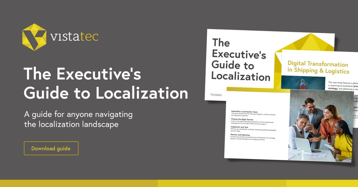 The Executive’s Guide to Localization vistatec.com/the-executives…

Download your guide to:

Learn the strategic importance of localization in today’s interconnected world and discover how to create content that builds trust, drives loyalty, and engages customers across the world.