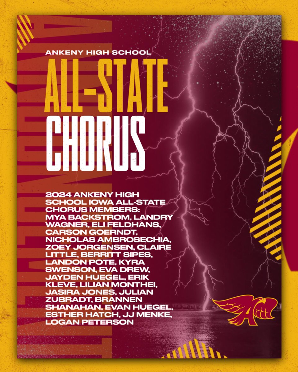 21 membes from the Ankeny High School Chorus Program were slected to the 2024 Iowa All-State Chorus. Such a trememndous honor for the students, teachers, and AHS Choir Program. Congratulations to All!!! <a href="/ahs_vocal_music/">Ankeny Vocal Music</a> #trustfamilybelievehawks