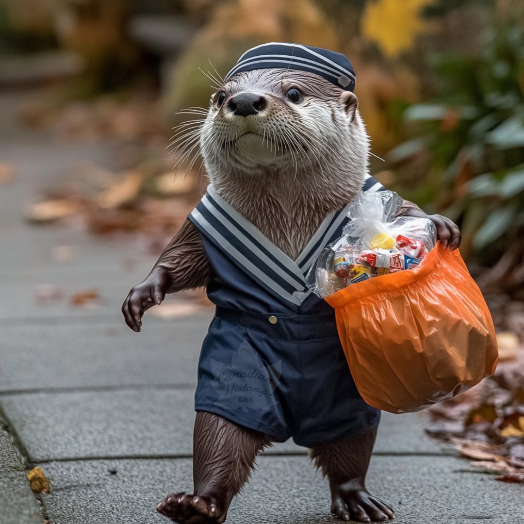 It is Halloween Week and here is a picture thread to brighten your day. Canadian animals in each province dressed up and out trick-or-treating. Enjoy :)

British Columbia:
Otter as a sailor

🧵1/14