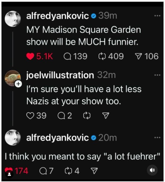 elshagon's tweet image. Weird Al dissing on the weird Nazis