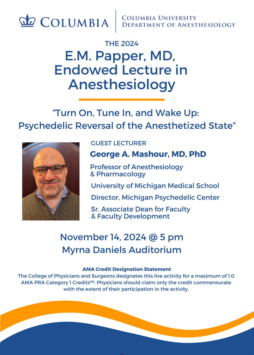 Columbia Anesthesiology (@cumcanesthesia) on Twitter photo We are excited to welcome Dr. Mashour to campus for this presentation! We are excited to welcome Dr. Mashour to campus for this presentation!