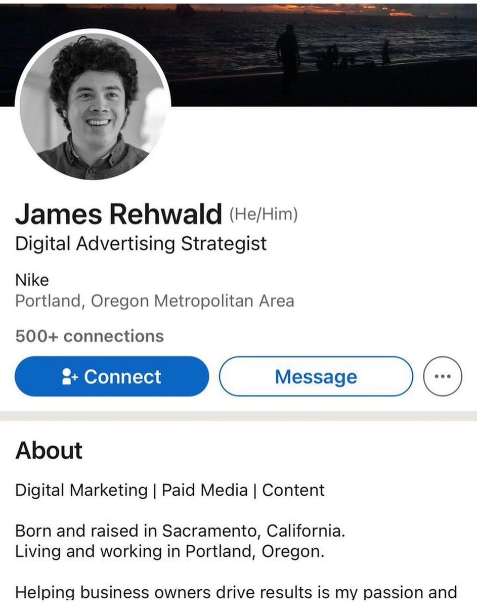 samprkr's tweet photo. perennial reminder that this anti-electoral "based edgelord leftist" or whatever is a Nike digital advertising strategist whose passion is “helping business owners drive results” https://t.co/efD2pSzWED
