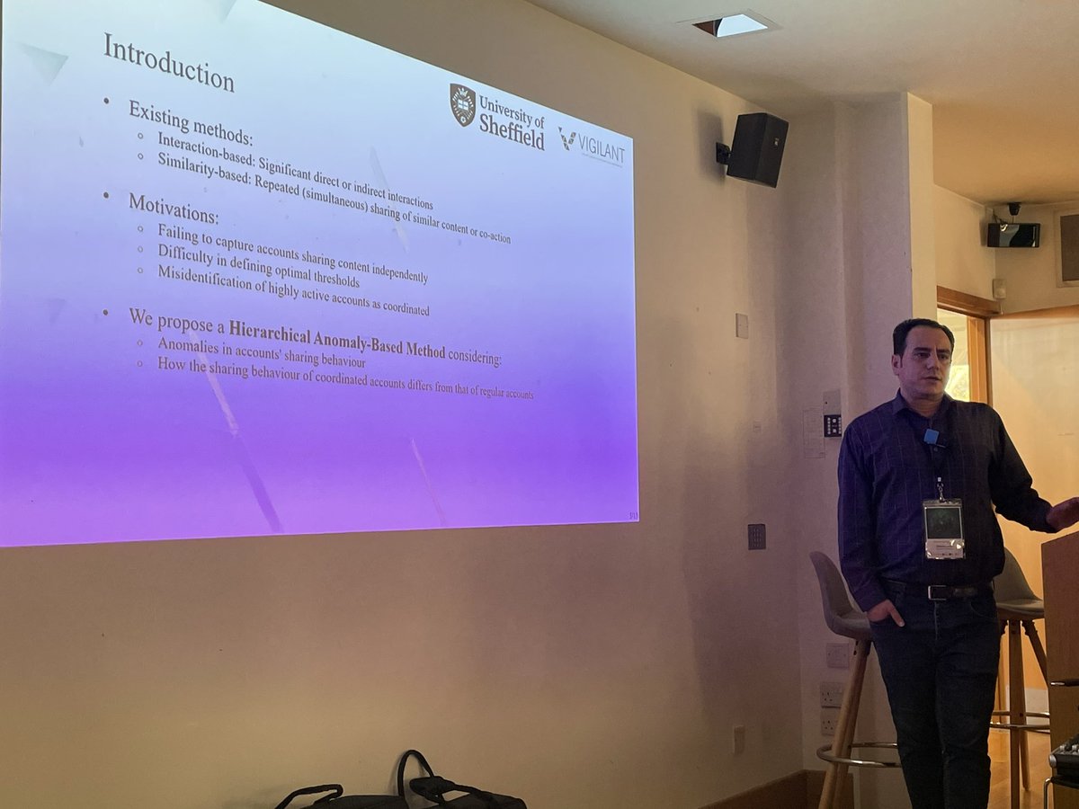 Carolina Scarton (@carolscarton) on Twitter photo Ahmad presenting our <a href="/EUvigilant/">Vigilant Project</a> work on anomaly-based approaches for #coordination detection in social media at our #AoIR2024 satellite event
We are looking forward to the discussions!
<a href="/veraai_eu/">vera.ai</a> <a href="/SheffieldNLP/">Sheffield NLP</a> <a href="/shefcompsci/">Sheffield Comp Sci</a> <a href="/GateAcUk/">GATE (gate.ac.uk)</a> Ahmad presenting our <a href="/EUvigilant/">Vigilant Project</a> work on anomaly-based approaches for #coordination detection in social media at our #AoIR2024 satellite event
We are looking forward to the discussions!
<a href="/veraai_eu/">vera.ai</a> <a href="/SheffieldNLP/">Sheffield NLP</a> <a href="/shefcompsci/">Sheffield Comp Sci</a> <a href="/GateAcUk/">GATE (gate.ac.uk)</a>