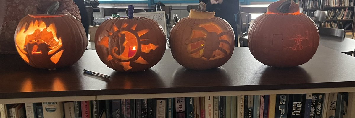 Our pumpkin carving contest was a success! Congrats to all of our participants. Special congrats to our winner, Zealya and her “Elmo on fire” pumpkin! 🎃 Next up is our pie eating contest tomorrow @ lunch! 🥧