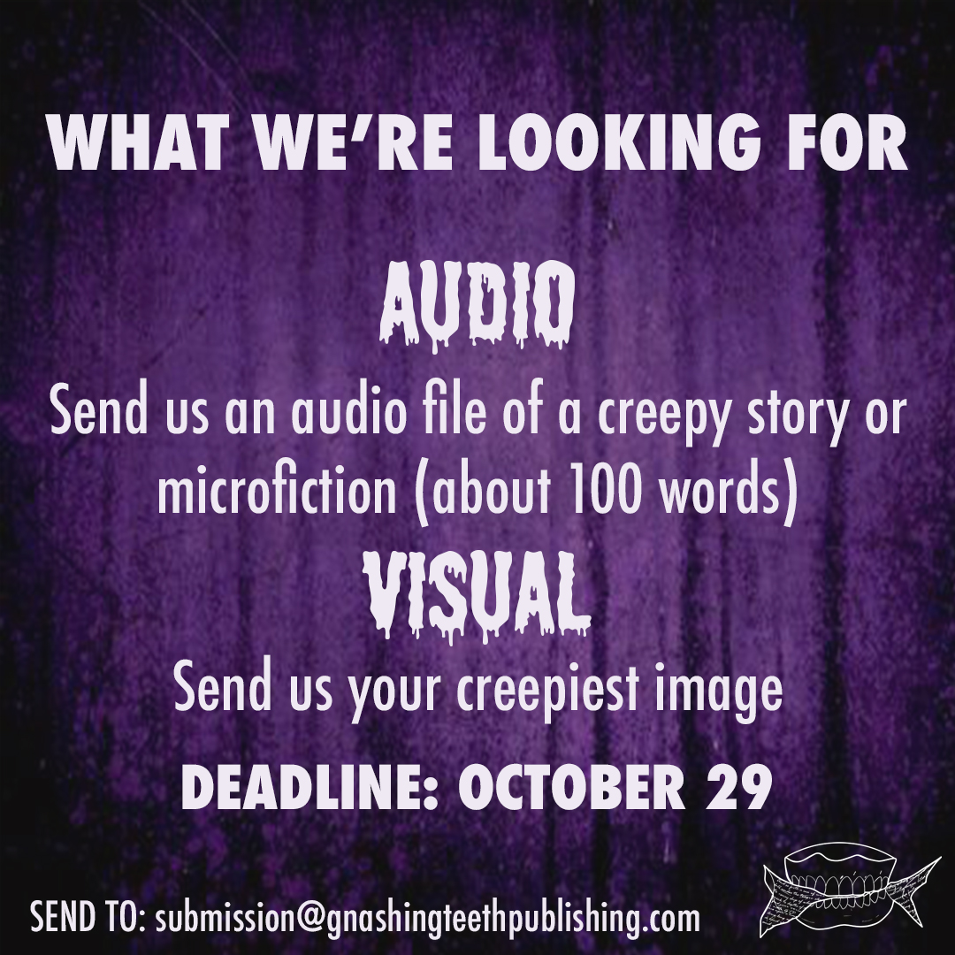 GnashingTeethPu's tweet photo. ๐ Today is the LAST DAY to submit to our Hallow-scream online feature! Don't miss out on showing the world your spooky creations!
๐ Visit the link for additional guidelines and submission information: https://t.co/dvOQWs0L0D
#WritingCommunity #Halloween #Hallowscream #Spooky https://t.co/vZwT1D6iQV
