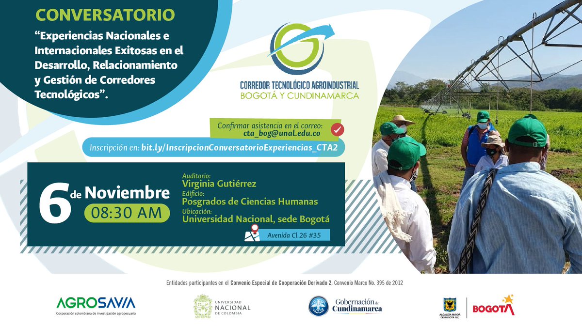 DIEB_UNAL's tweet photo. #PrográmateUNAL |❇️Este evento se realiza en el marco del proyecto #CTA2 con el objetivo de socializar, desde diferentes perspectivas, experiencias exitosas en desarrollo, relacionamiento y gestión de modelos de intervención en corredores tecnológicos.✍️https://t.co/8Q8kuVp0r4 https://t.co/Ae4K18XkuZ
