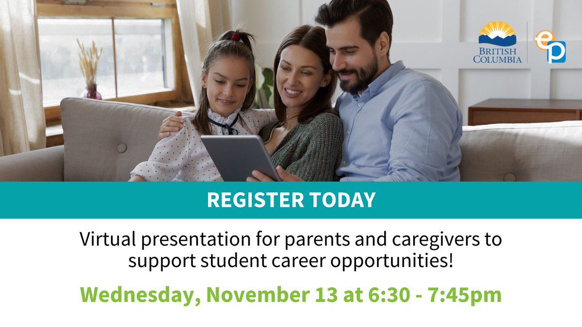 Greater Victoria School District (@sd61schools) on Twitter photo Join <a href="/edplanbc/">EducationPlannerBC</a> for a virtual event on Nov 13! Parents/caregivers will learn about post-secondary education and career opportunities, and tools to best support students in planning for the future.
Register: events.teams.microsoft.com/event/4d5752cf…
More info: support@educationplannerbc.ca Join <a href="/edplanbc/">EducationPlannerBC</a> for a virtual event on Nov 13! Parents/caregivers will learn about post-secondary education and career opportunities, and tools to best support students in planning for the future.
Register: events.teams.microsoft.com/event/4d5752cf…
More info: support@educationplannerbc.ca