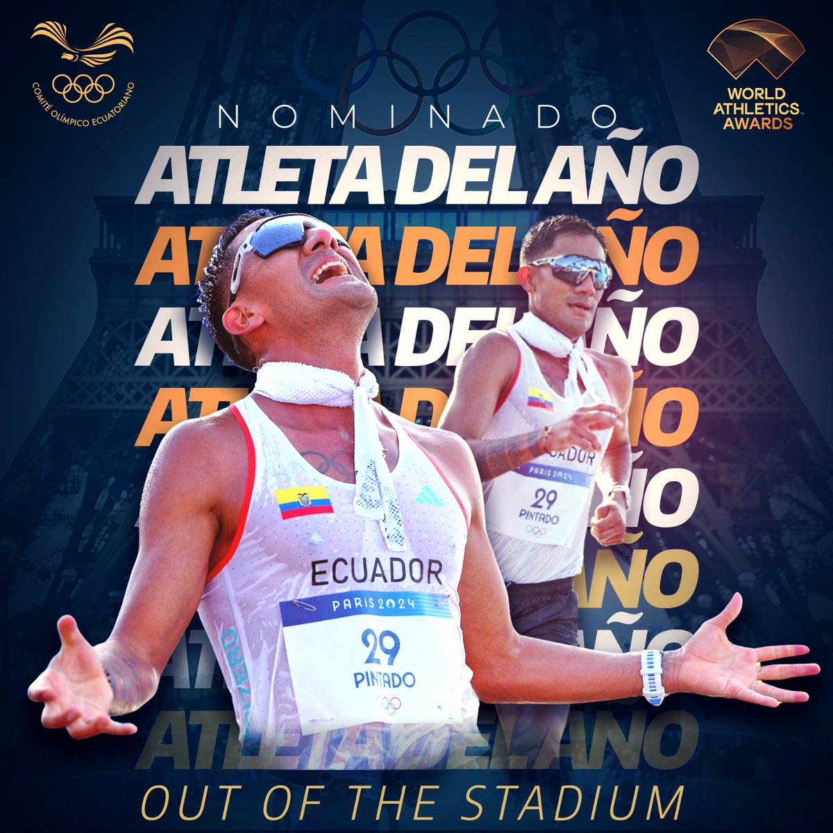 ECUADORolimpico's tweet photo. ¡¡VOTA POR DANIEL PINTADO!!!!

El campeón olímpico de 20 km marcha en #París2024 ha sido nominado por @WorldAthletics entre los mejores atletas del año en la categoría fuera del estadio #OutOfTheStadium

Hagamos fuerza por Dani🇪🇨🥇🥈 💪

Vota con tu LIKE ❤️ a través de las redes sociales de @WorldAthletics en IG Facebook y X  en la publicación de Daniel hasta el 3 de noviembre

@FEcAtletismo @danielpintado1