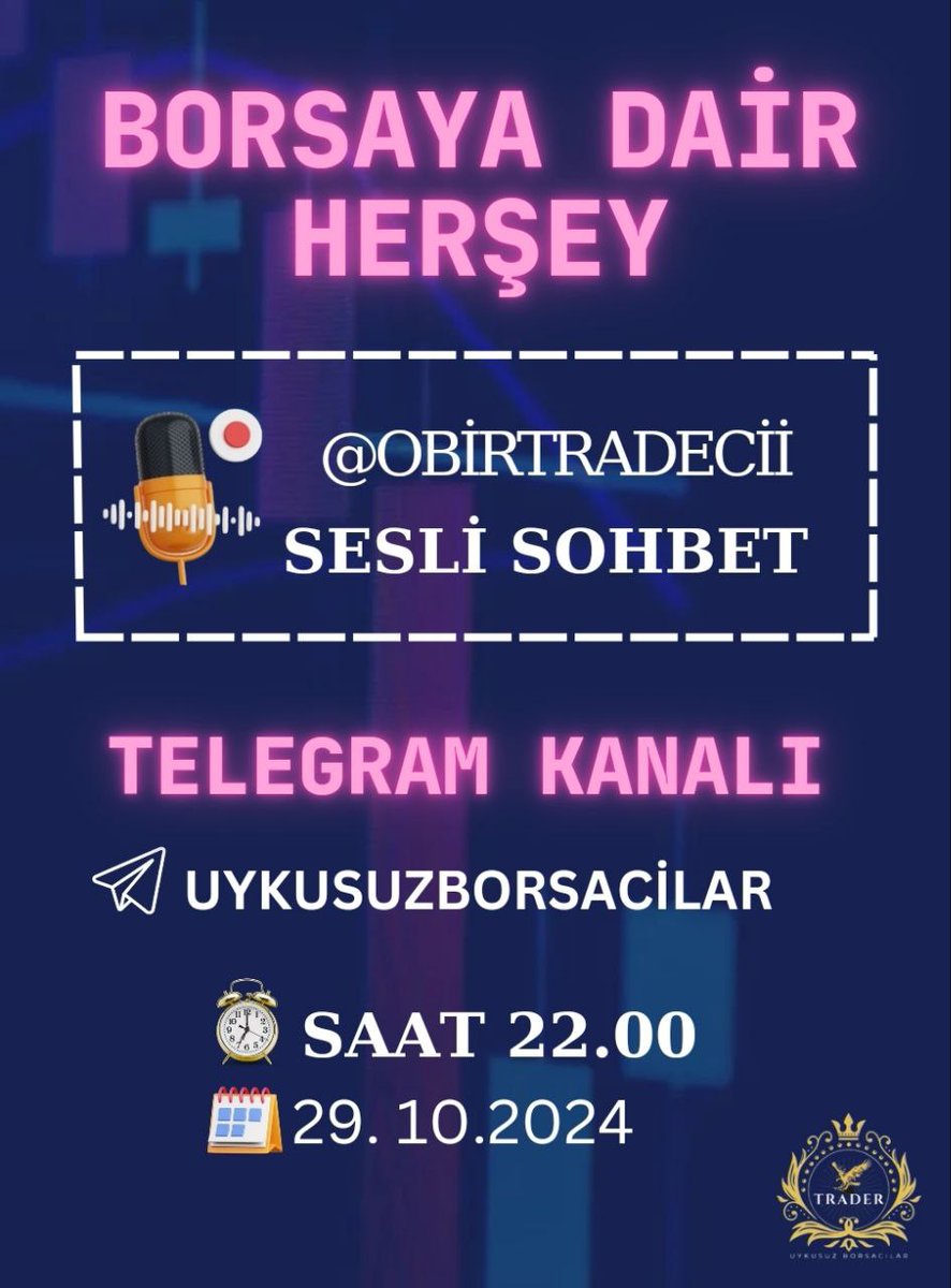🟢 Akşam saat 22:00’de Alp Reis ile piyasalara dair her şey bu canlı yayında! 

Değerli analizler ve sürpriz notlarla dolu sohbetimize sizi de bekliyoruz! 

Telegram kanalımız
   🔻                     🔻
t.me/uykusuzborsaci… 💤

#AKBNK #ALARK #ASELS #ASTOR #BIMAS #DOAS #EKGYO