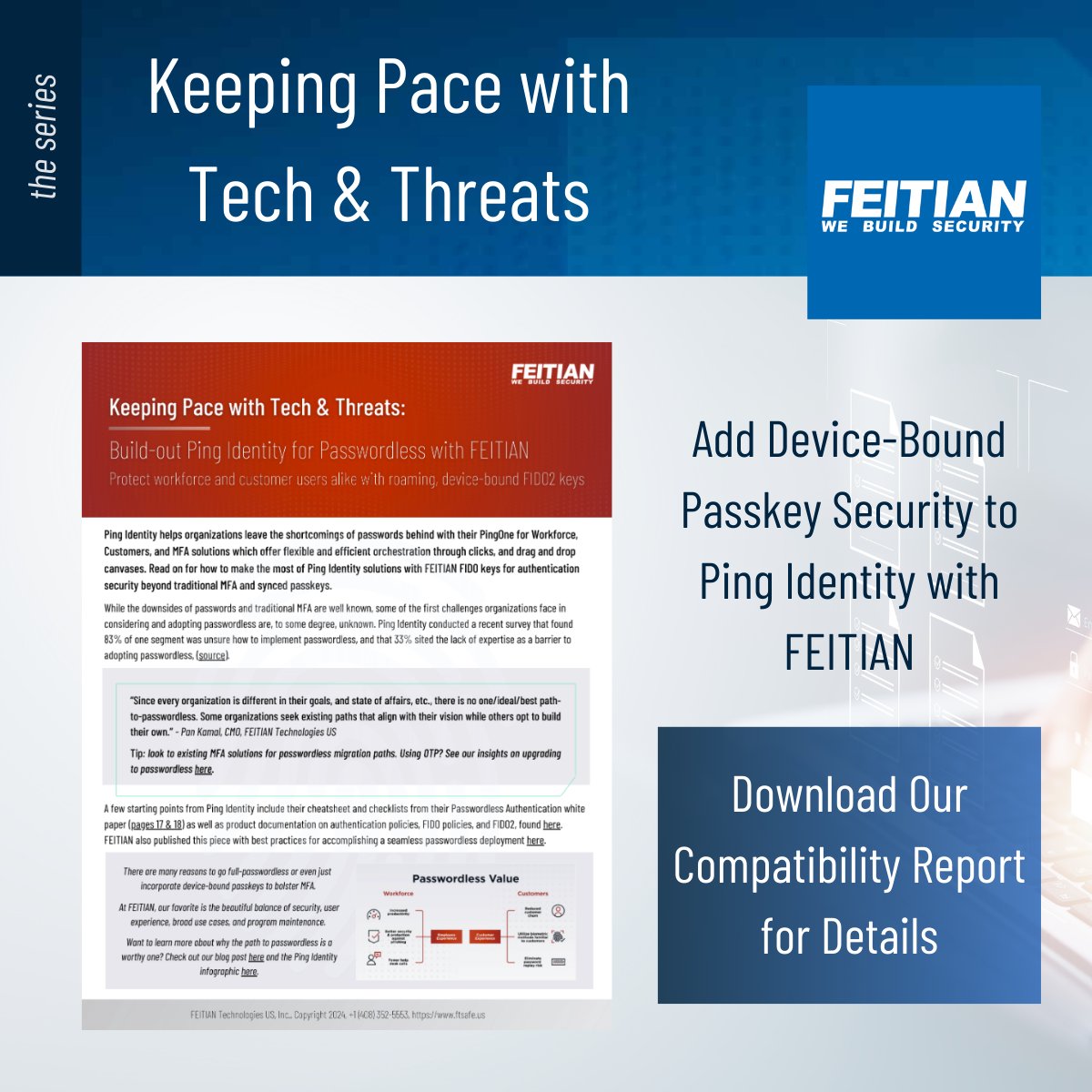 FEITIAN_US's tweet photo. Arm your users with the device-bound FIDO keys by FEITIAN no matter your IdP! See our latest compatibility report featuring Ping Identity https://t.co/gQql0rMuPY https://t.co/2wfHxdqm55