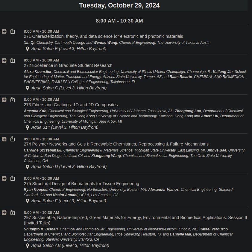 aiche_mesd's tweet image. @aiche_mesd programming for Tuesday 10/29...come check out some sessions!
@ChEnected #AIChE2024 #AIChEASC