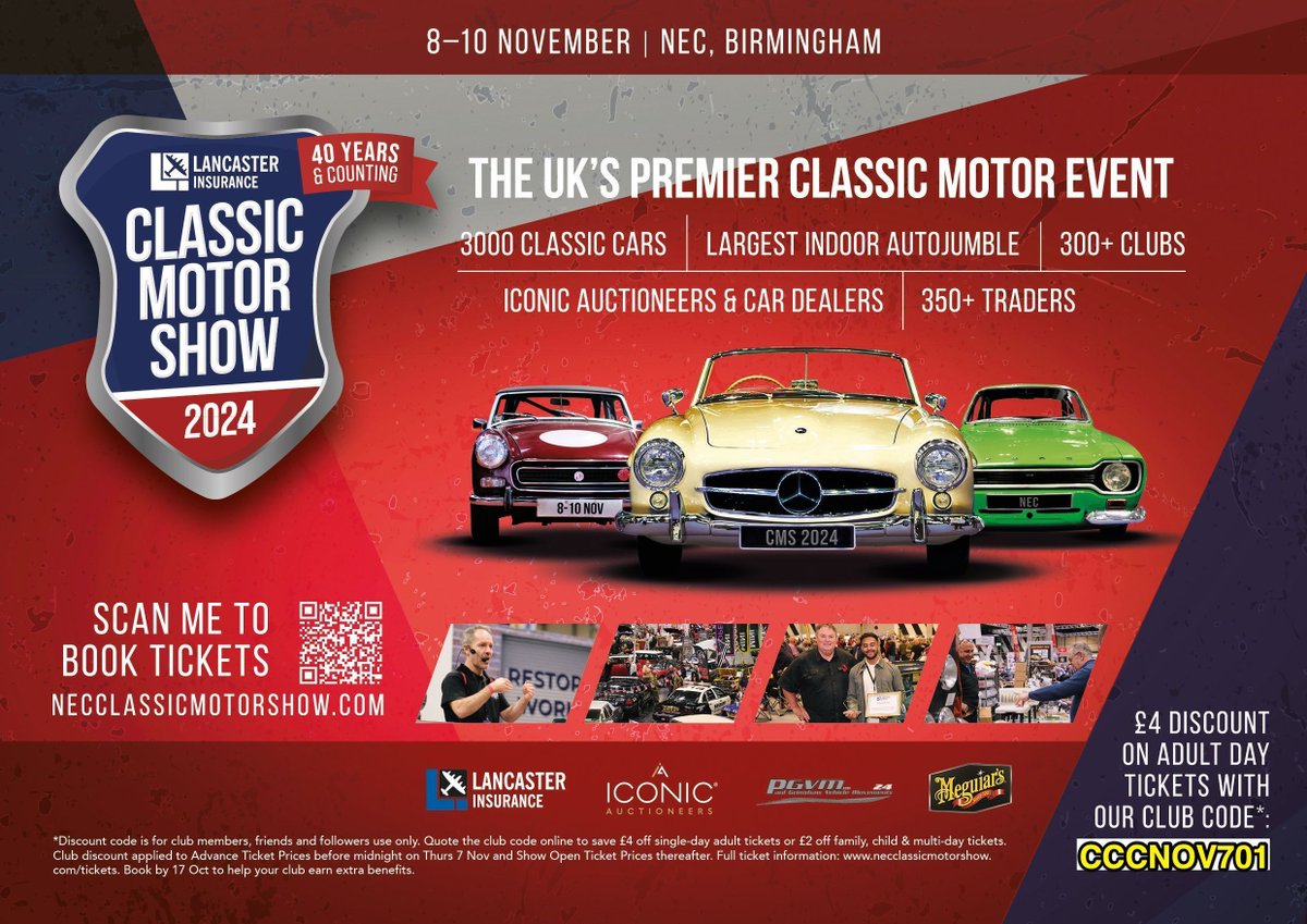 289Register's tweet image. Rev up your engines, petrolheads! The 289 Register will be in Hall 1 at the Lancaster Insurance Classic Motor Show - 8 - 10th Nov 2024. Use our club code CCCNOV701 for discounted tickets.  We'd love to meet you in person, so do drop by our stand for a chat.