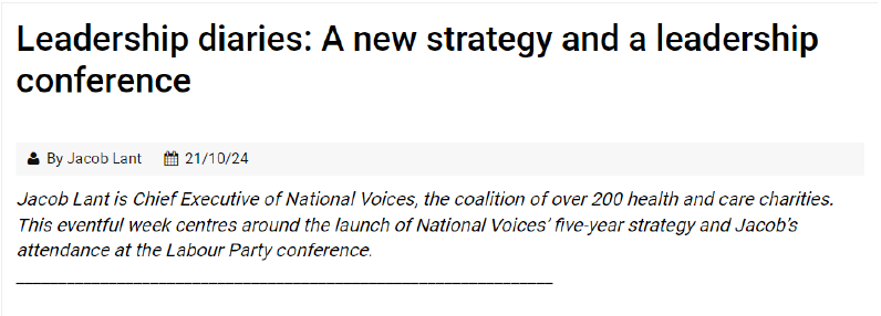 NVTweeting's tweet photo. A new piece for @CharityTimes sees our Chief Executive, @jacoblant recount an eventful week centring around the launch of our strategy and the Labour Party Conference 

Read his leadership diary here👉https://t.co/6s6jvNMn2W

To read our new strategy 👉
https://t.co/lmjKyY6k6W https://t.co/Rf61bKs0KK