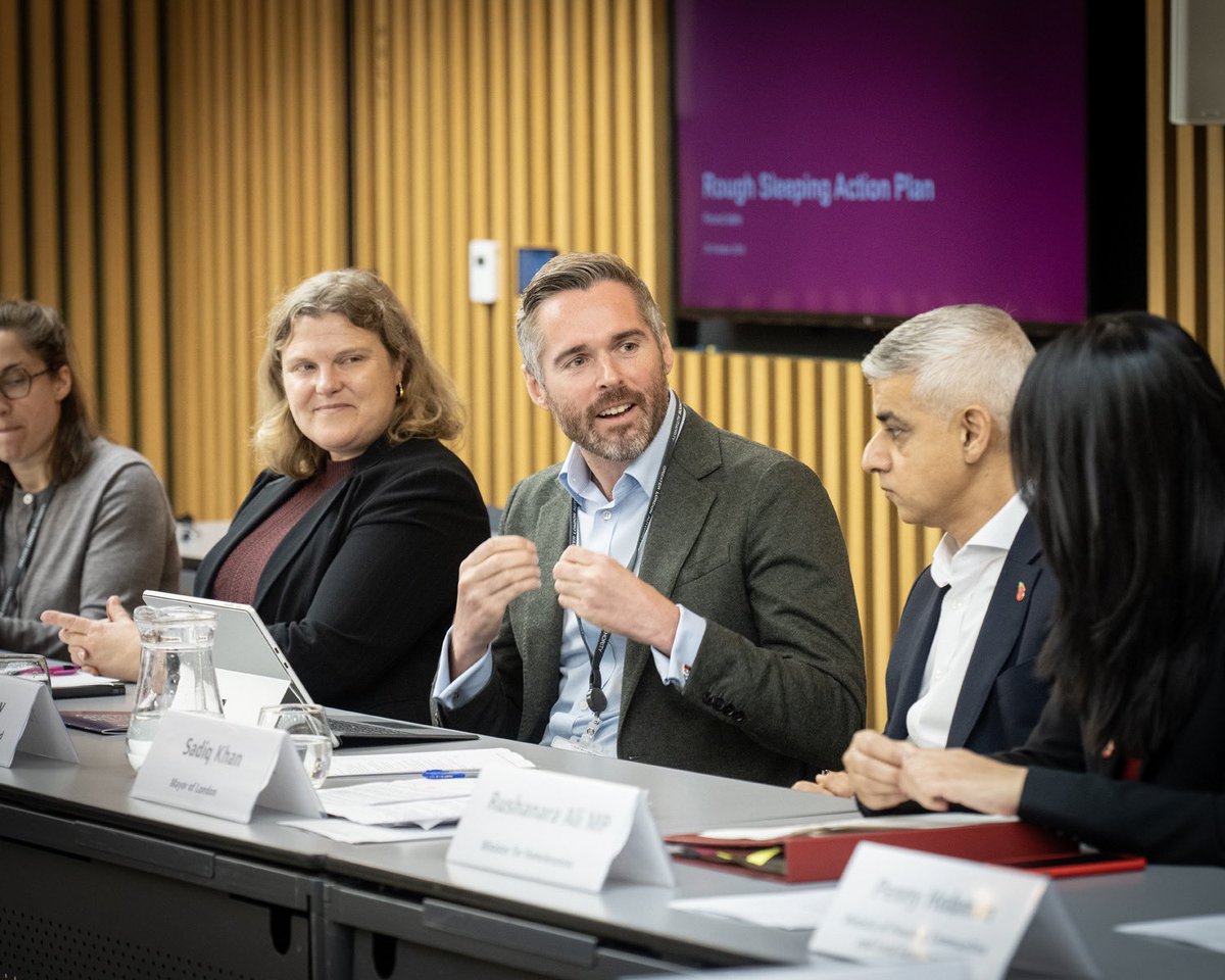 Tom Copley (@tomcopley) on Twitter photo Rough sleeping is likely to get worse before it gets better.
Today the <a href="/MayorofLondon/">Mayor of London, Sadiq Khan</a> convened boroughs, the NHS, minister <a href="/rushanaraali/">Rushanara Ali MP 💙</a> and homelessness experts, inc former rough sleepers, at City Hall as we develop a shared Plan of Action with a goal to end rough sleeping. Rough sleeping is likely to get worse before it gets better.
Today the <a href="/MayorofLondon/">Mayor of London, Sadiq Khan</a> convened boroughs, the NHS, minister <a href="/rushanaraali/">Rushanara Ali MP 💙</a> and homelessness experts, inc former rough sleepers, at City Hall as we develop a shared Plan of Action with a goal to end rough sleeping.