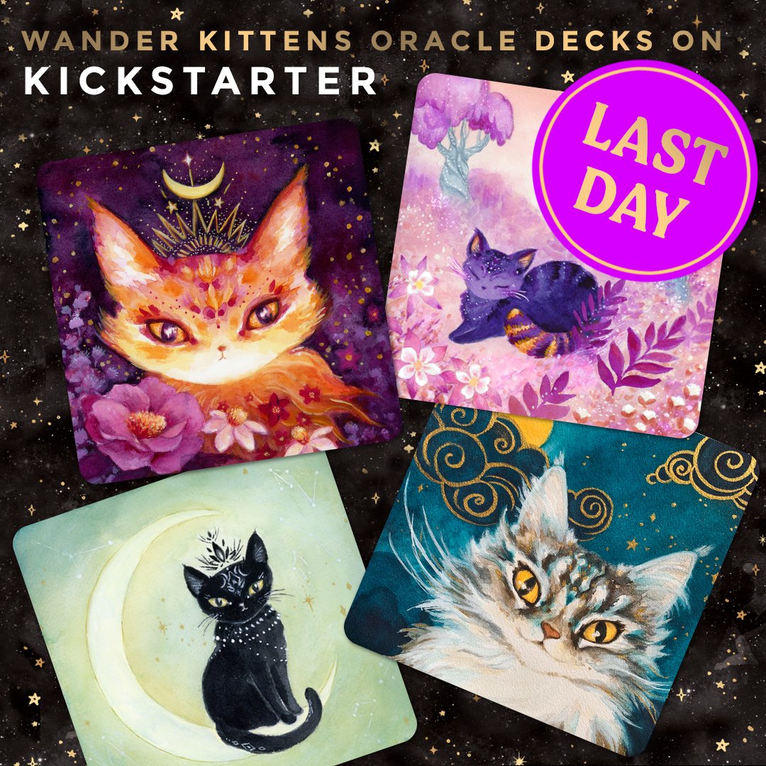LAST DAY to back my Kickstarter: Wander Kittens Pocket Oracle Decks + Travel Sets. ENDS Wed, Oct. 30 at 11:11am PT. kickstarter.com/projects/ghost…
