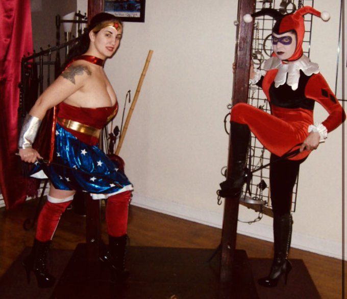 Cosplaying : Lady Maria (as Harley Quinn) and I (as Wonder Woman) back In Chicago - shoot for Bizarre<a href="/tag/bdsm"class="tags"><span>#bdsm</span></a><a href="/tag/cosplay"class="tags"><span>#cosplay</span></a><a href="/tag/superhero"class="tags"><span>#superhero</span></a><a href="/tag/fetishvideos"class="tags"><span>#fetishvideos</span></a><a href="/tag/mistressxena"class="tags"><span>#mistressxena</span></a>