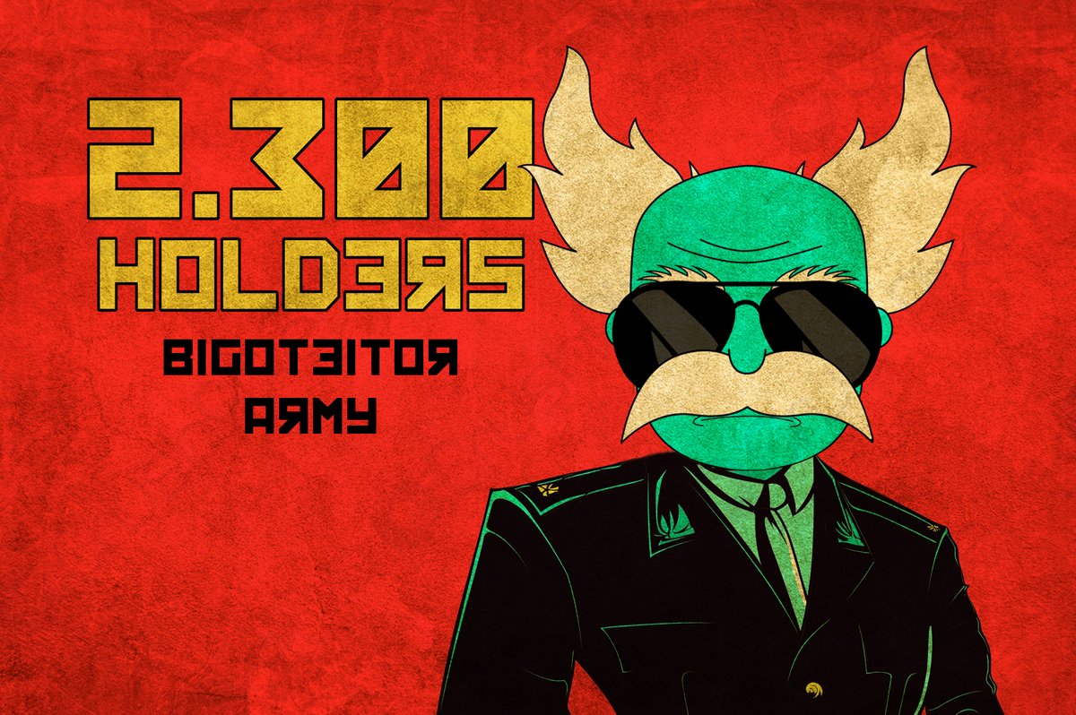 2,300 Holders and Growing Strong! 🚀

Thank you, Soldiers, for your unwavering trust in the Bigoteitor Army! 🪖
Together, we’re building something unstoppable! 🔥

bscscan.com/token/0x4F46e0…

#BIGTT #NFTs #HODL