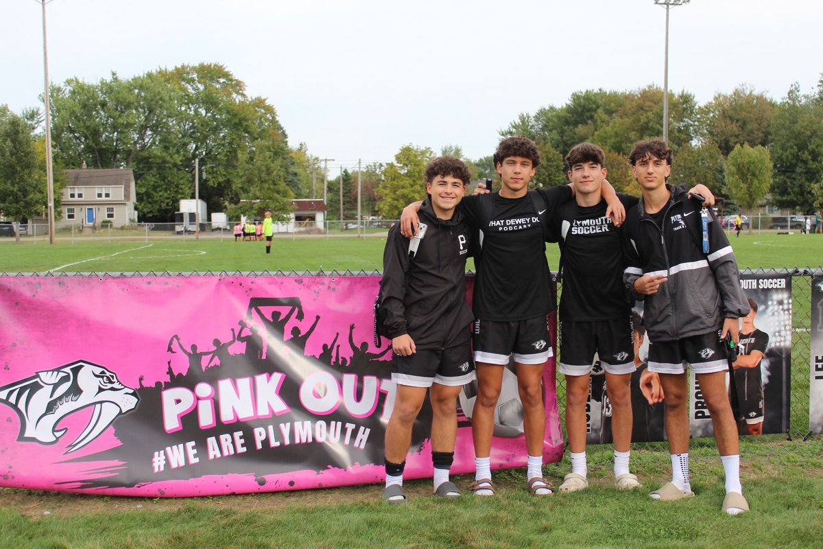 PCCS_Official's tweet photo. The Plymouth Boys Soccer Team raised over $10,000 to support Sharon Mackey, a Plymouth HS teacher on leave due to her battle with multiple cancers. It was an amazing evening, with packed stands and a stunning pink sky! 💖 #PlymouthBoysSoccer #PinkOutGame https://t.co/ZTcLZ3S39k