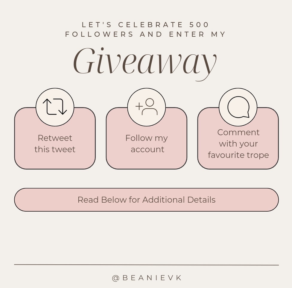 AU GIVEAWAY 🥳 (a thread)

as a thank you for 500 followers and for all the support i’ve been getting, i decided to host an au giveaway! all you have to do is:

• follow me
• rt this tweet
• comment with your favourite trope and i'll give you a number for the extraction