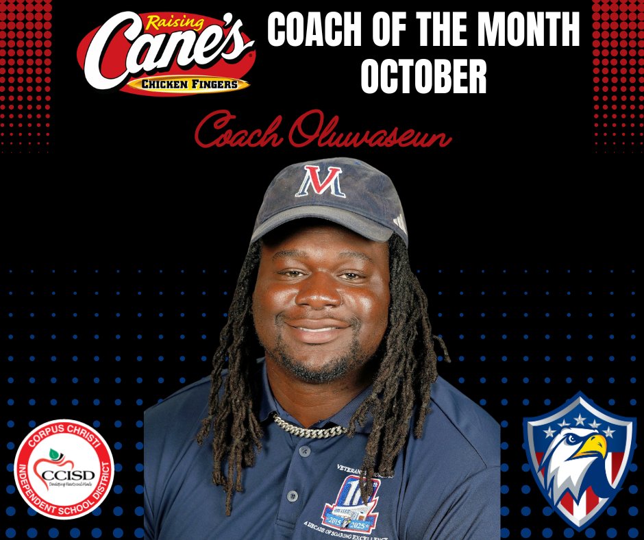 Corpus Christi ISD Office of Athletics (@ccisdathletics_) on Twitter photo Coach O is the heart of Veterans Memorial HS! With unmatched energy, he connects with student-athletes & classroom students alike, inspiring them daily. His passion and dedication make him a perfect role model for young teachers & coaches. Proud to have you, Coach O! <a href="/VMHSEagles/">Veterans Memorial HS</a> Coach O is the heart of Veterans Memorial HS! With unmatched energy, he connects with student-athletes & classroom students alike, inspiring them daily. His passion and dedication make him a perfect role model for young teachers & coaches. Proud to have you, Coach O! <a href="/VMHSEagles/">Veterans Memorial HS</a>