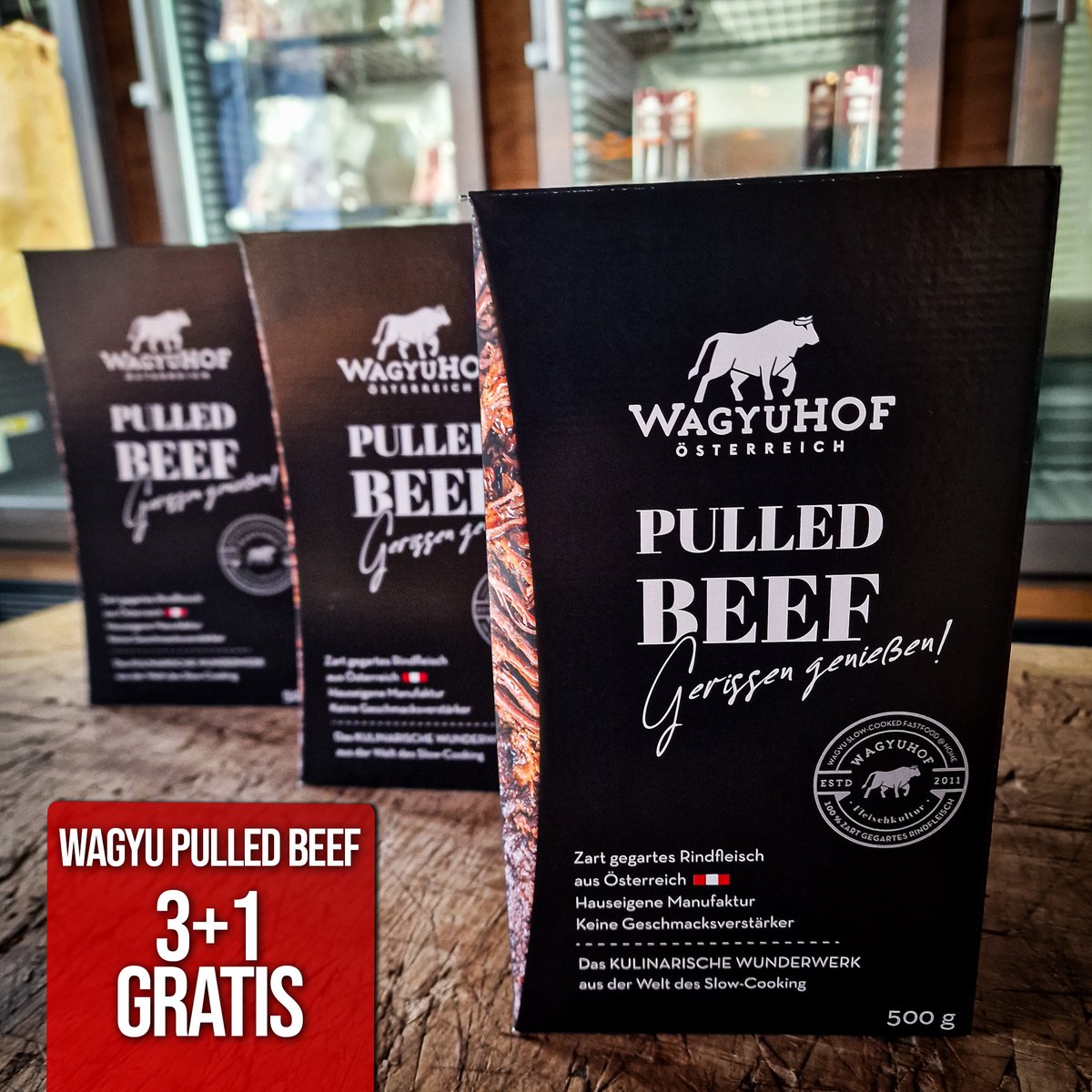wagyuhof's tweet image. Hole dir jetzt 3 Packungen Pulled-Beef und bekomme 1 Packung GRATIS dazu geschenkt! Friends&amp;amp;Family einladen und schon kann der perfekte Pulled Beef Burger Genuss losgehen!!

wagyuhof.com/collections/pu…

📸Über Fotos freuen wir uns immer!!

#wagyuhof #pulledbeef